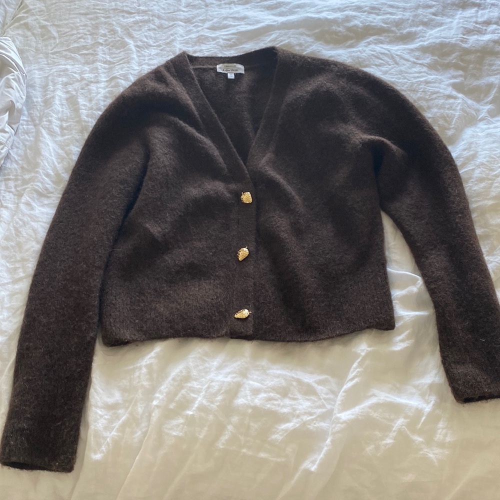 & other stories wool cardigan with strawberry buttons